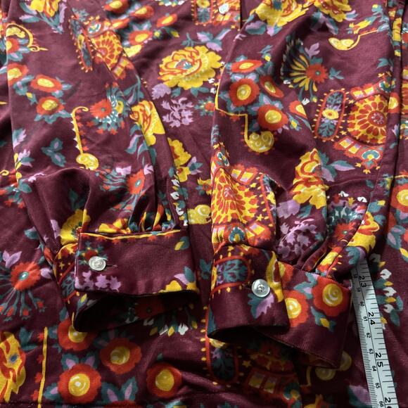 Vintage Maverick Men’s Shirt Long Sleeve Floral Button Up Size 40 Disco 70’s - Picture 6 of 6